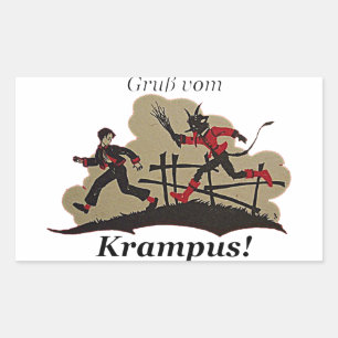 Krampus jagt Kind Rechteckiger Aufkleber