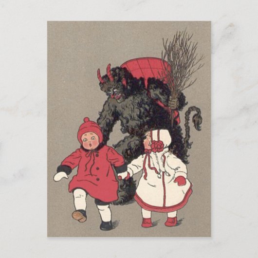 Krampus jagt Kinder Rute Postkarte (Vorderseite)
