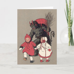 Krampus jagt Kinder Schalter Feiertagskarte