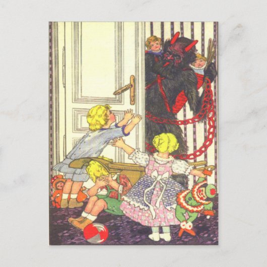 Krampus Kidnapping Bad Children Postkarte (Vorderseite)