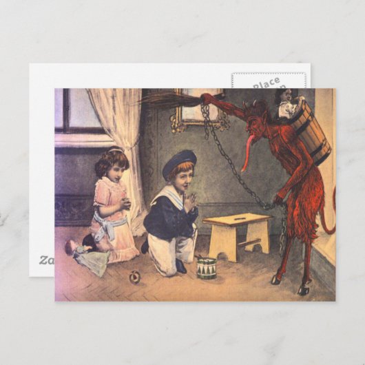 Krampus Kidnapping Bad Children Postkarte (Vorne/Hinten)