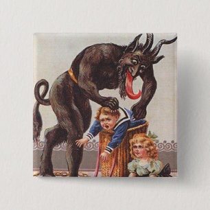 Krampus Kidnapping Children Button