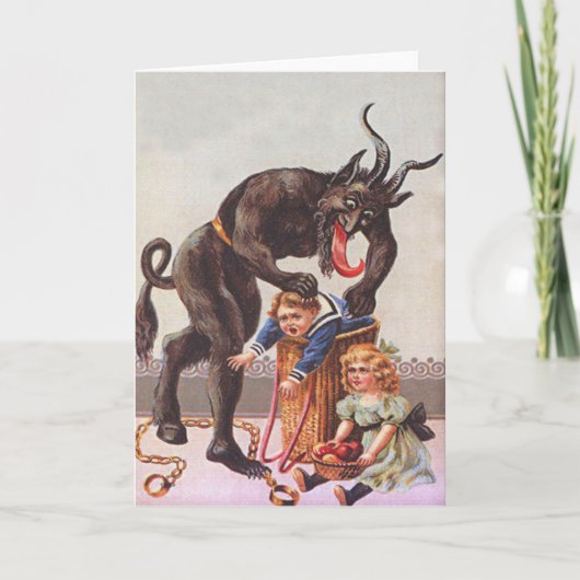 Krampus Kidnapping Children Feiertagskarte (Vorderseite)