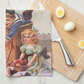 Krampus Kidnapping Children Küchentuch (Viertel Falte)