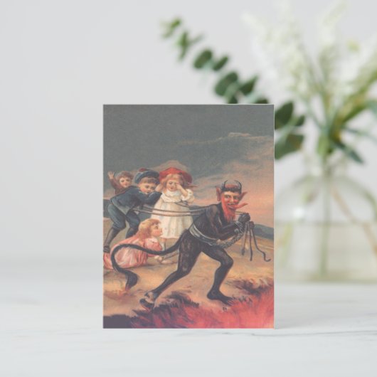 Krampus Kidnapping Children Postkarte (Stehend Vorderseite)
