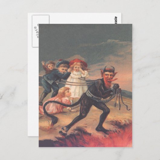 Krampus Kidnapping Children Postkarte (Vorne/Hinten)