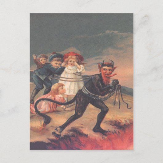 Krampus Kidnapping Children Postkarte (Vorderseite)