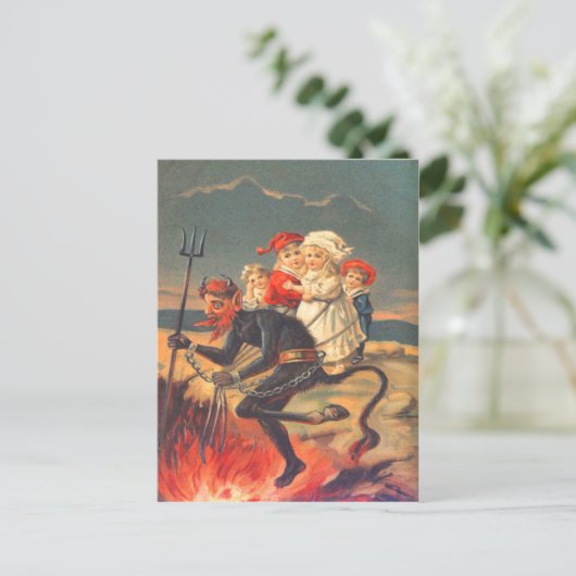 Krampus Kidnapping Children Postkarte (Stehend Vorderseite)