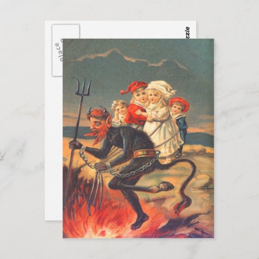 Krampus Kidnapping Children Postkarte (Vorne/Hinten)