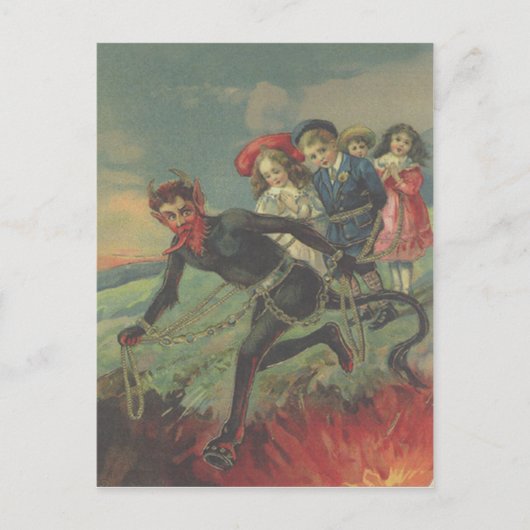Krampus Kidnapping Children Postkarte (Vorderseite)