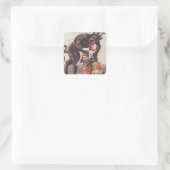 Krampus Kidnapping Children Quadratischer Aufkleber (Tasche)