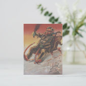 Krampus Kidnapping Children Sleigh Postkarte (Stehend Vorderseite)