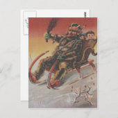 Krampus Kidnapping Children Sleigh Postkarte (Vorne/Hinten)