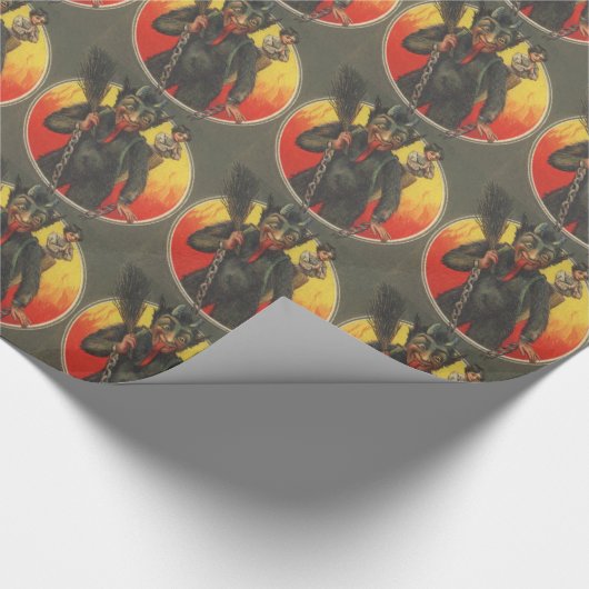 Krampus Kidnapping Frau Geschenkpapier (Ecke)