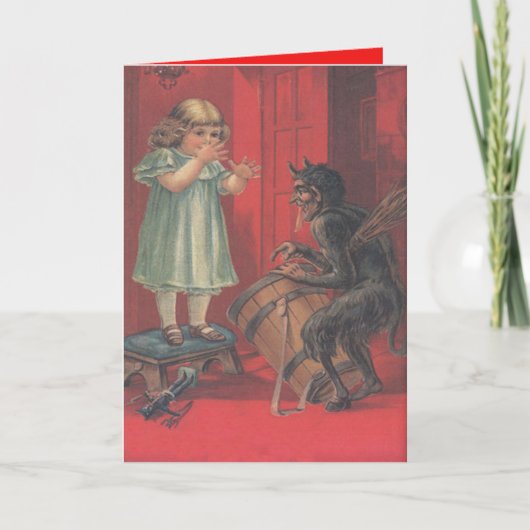 Krampus Kidnapping Girl Toy Feiertagskarte (Vorderseite)