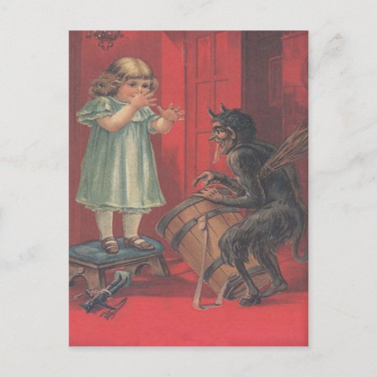 Krampus Kidnapping Girl Toy Postkarte (Vorderseite)