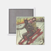 Krampus Kidnapping Kinder auf der Schlittelbahn Magnet (Vorderseite/Rückseite)