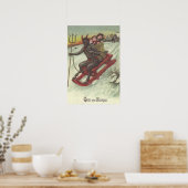 Krampus Kidnapping Kinder auf der Schlittelbahn Poster (Küche)