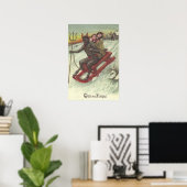 Krampus Kidnapping Kinder auf der Schlittelbahn Poster (Heimbüro)