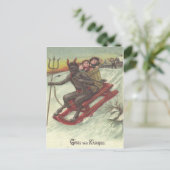 Krampus Kidnapping Kinder auf Schlitten Postkarte (Stehend Vorderseite)