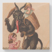Krampus Kidnaps Girls Vintag Weihnachten Steinuntersetzer (Vorderseite)