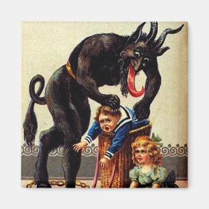 Krampus-Kinder im Korb Weihnachts-Weihnachtsmagnet Magnet