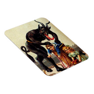 Krampus-Kinder im Korb Weihnachts-Weihnachtsmagnet Magnet