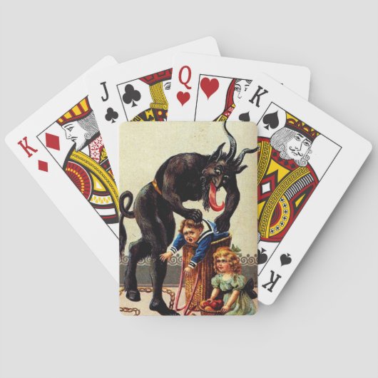 Krampus-Kinder im Korb Weihnachtsgrüße Spielkarten (Rückseite)