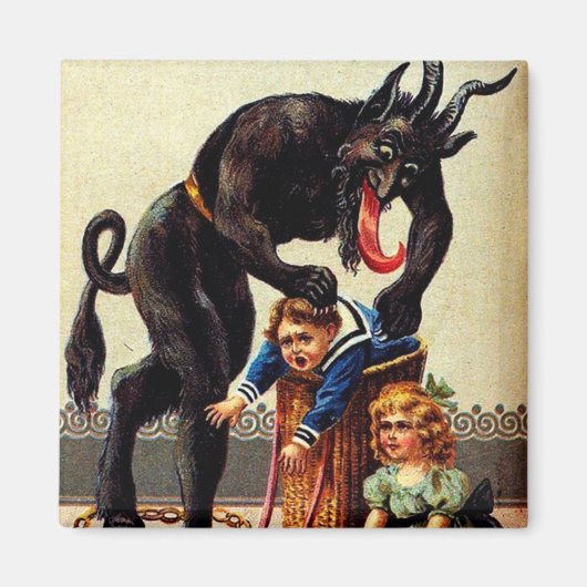 Krampus Kinder im Korb Weihnachtsmagnet Magnet (Vorne)