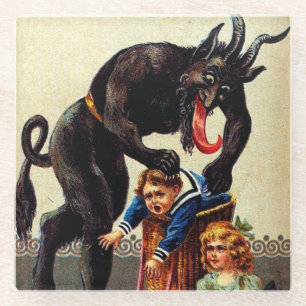 Krampus-Kinder im Weihnachtskorb Weihnachtsfeierta Glasuntersetzer
