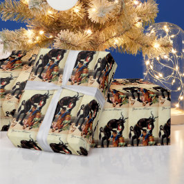 Krampus Kinder in Basket Holiday Weihnachtsgeschen Geschenkpapier