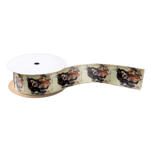 Krampus Kinder in Basket Vintagen Weihnachten Weih Satinband