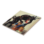 Krampus Kinder in Basket Vintager Weihnachtsfeiert Fliese (Seite)