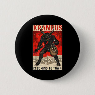 Krampus kommt in die Stadt Weihnachts-Horror-Feier Button