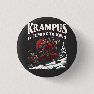 Krampus kommt nach Town Krampus Weihnachten Button