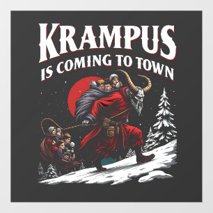 Krampus kommt nach Town Krampus Weihnachten Fensteraufkleber