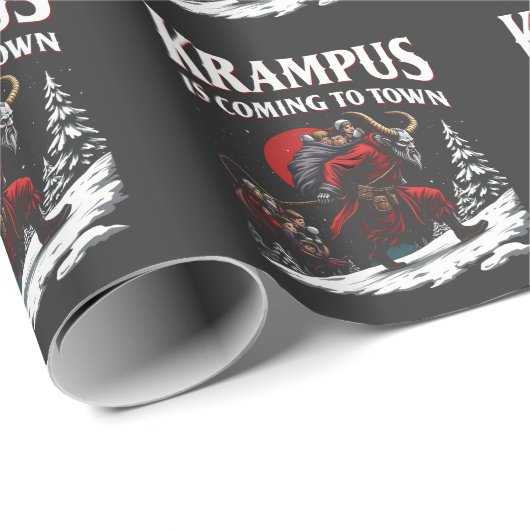 Krampus kommt nach Town Krampus Weihnachten Geschenkpapier (Rolleneckpunkt)