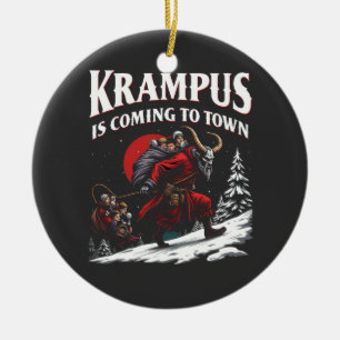 Krampus kommt nach Town Krampus Weihnachten Keramik Ornament