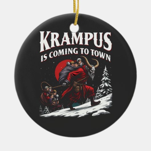 Krampus kommt nach Town Krampus Weihnachten Keramik Ornament (Vorne)