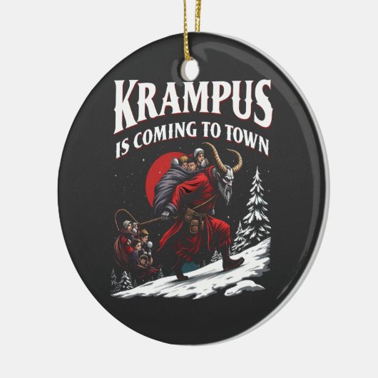 Krampus kommt nach Town Krampus Weihnachten Keramik Ornament (Links)