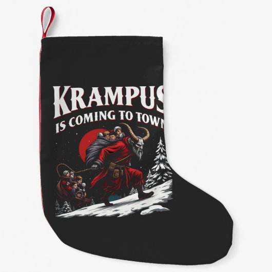 Krampus kommt nach Town Krampus Weihnachten Kleiner Weihnachtsstrumpf (Vorderseite)