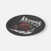 Krampus kommt nach Town Krampus Weihnachten Pappteller (Schrägansicht)