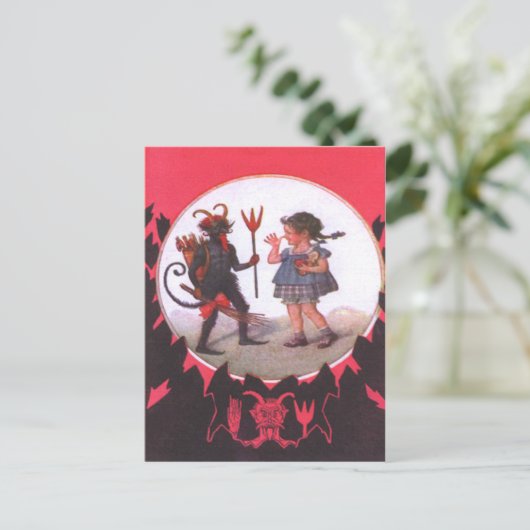 Krampus & Little Girl Postkarte (Stehend Vorderseite)