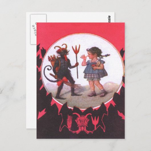Krampus & Little Girl Postkarte (Vorne/Hinten)