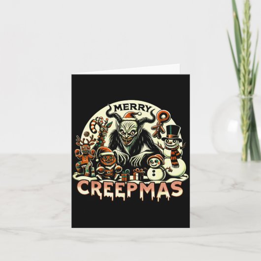 Krampus Merry Creepmas Christmas 30’s Retro Cartoo Karte (Vorderseite)