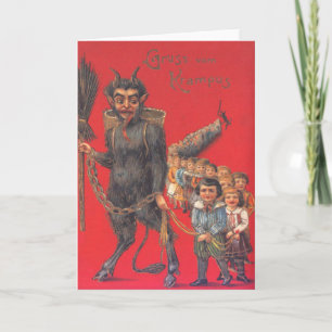 Krampus mit bösen Kindern Feiertagskarte