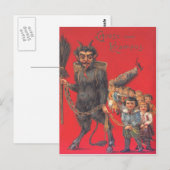 Krampus mit bösen Kindern Postkarte (Vorne/Hinten)