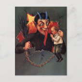 Krampus mit Junge Postkarte (Vorderseite)