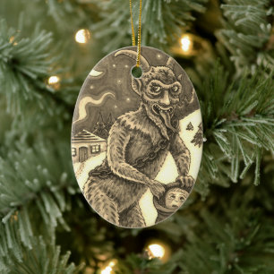 KRAMPUS & NAUGHTY KINDER, BEÄNGSTIGENDE CHRISTMAS KERAMIK ORNAMENT