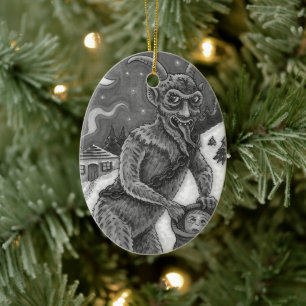 KRAMPUS & NAUGHTY KINDER, BEÄNGSTIGENDE CHRISTMAS KERAMIK ORNAMENT